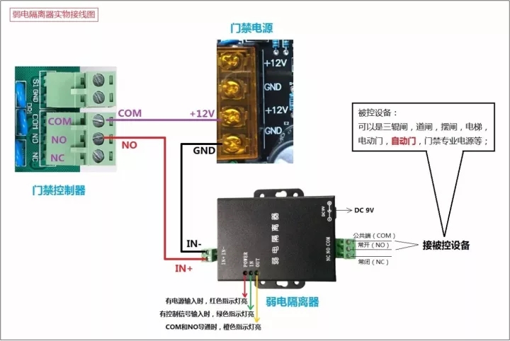 弱电隔离器实物接线图